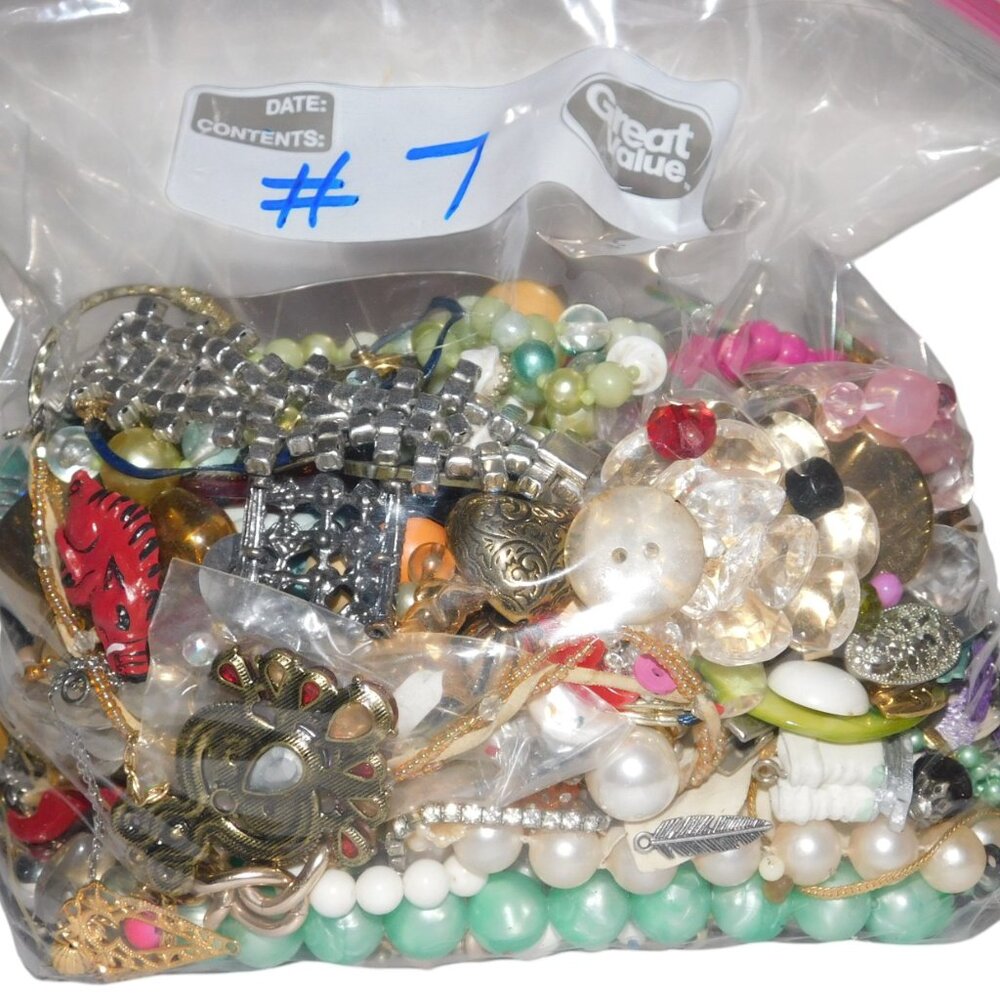 Jewelry Bag Over 4 lbs. Of Craft Jewelry & Beads